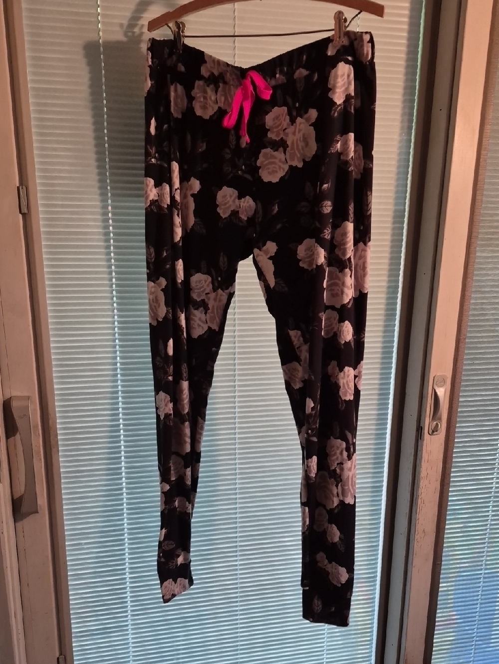 Bobbie Brooks Black Floral Sleepwear Pants with Cream Blooms 1X